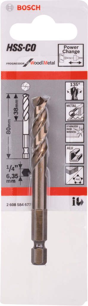 Ny äkta Bosch 2608584677 HSS -Co Pilot Drill Bit - 1/4 "Hex