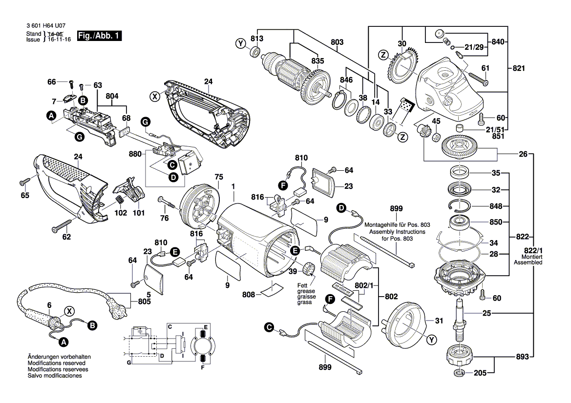 Ny ekte Bosch 160312305Z slipespindel