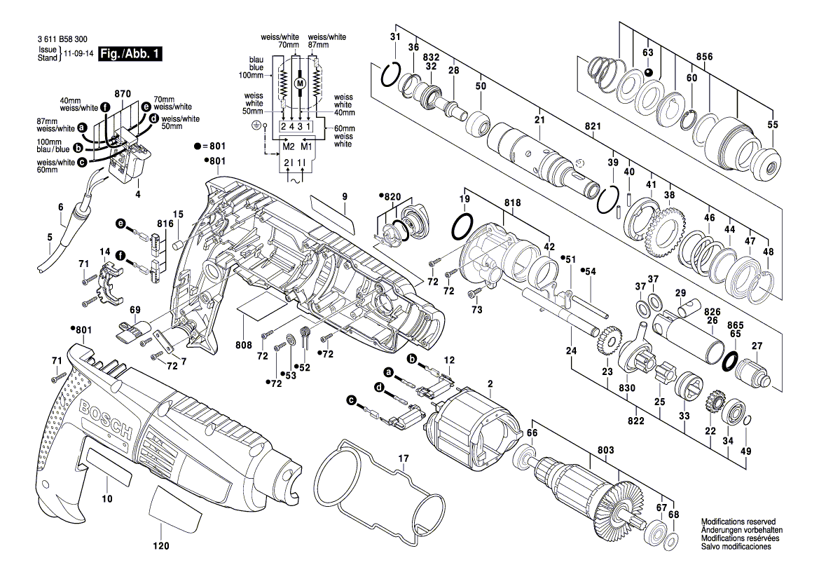 Nouveau véritable Bosch 1613100032 Broche droite