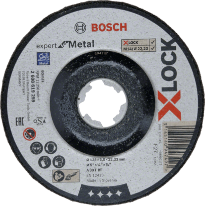 Ny äkta Bosch 2608619259 X-Lock Expert för metallslipskiva för små