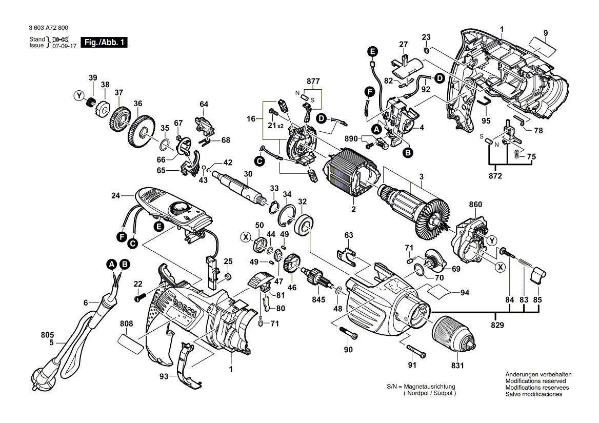 Nieuwe echte Bosch 2609001247 omkeerschakelaar