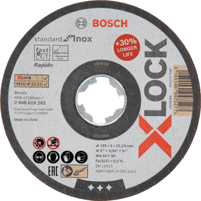 Ny äkta Bosch 2608619262 X-Lock Cutting Disc Standard för Inox för små