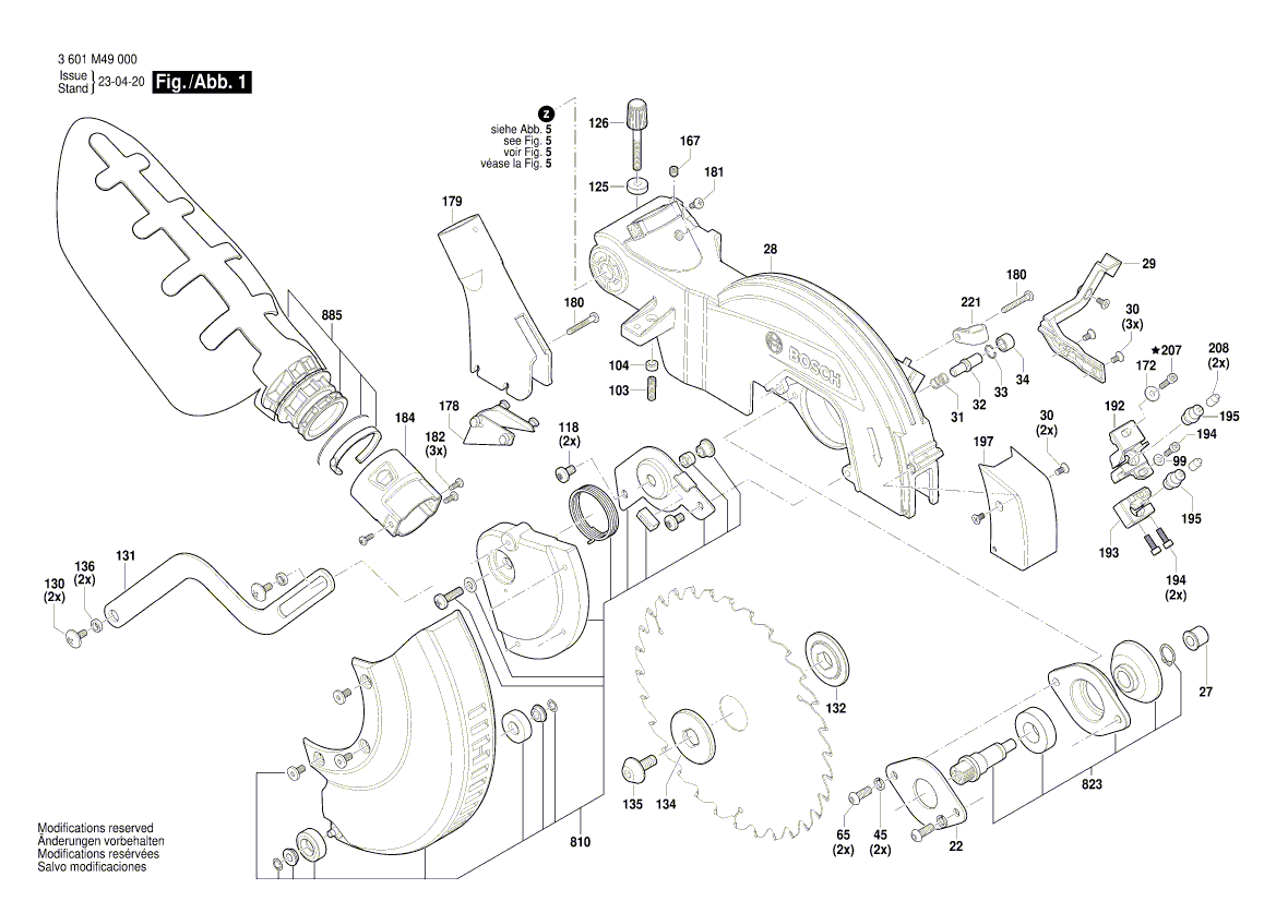 Uusi aito Bosch 1609B08268 Taulukko