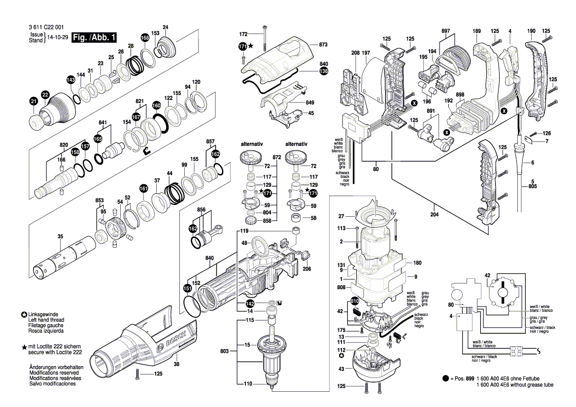 Nieuwe echte Bosch 1614460098 voedingssnoer