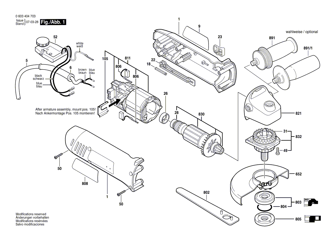 Nouveau véritable broche Bosch 1607000719