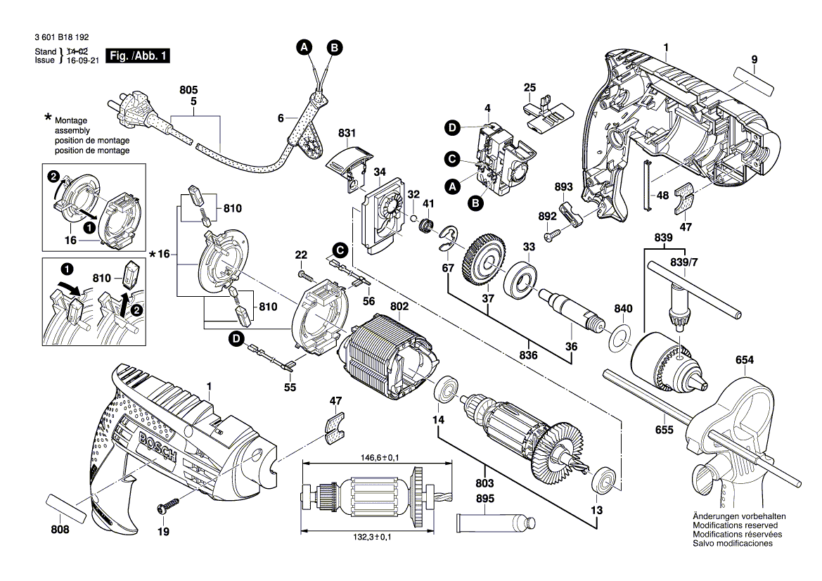 NEU EURNISCHE BOSCH 160111A44S -Typenschild