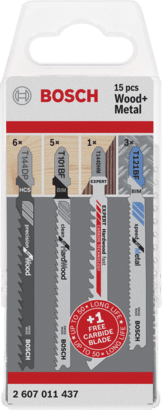 New Genuine Bosch 2607011437 Jigsaw Blade Wood and Metal Pack, 15-Pieces For