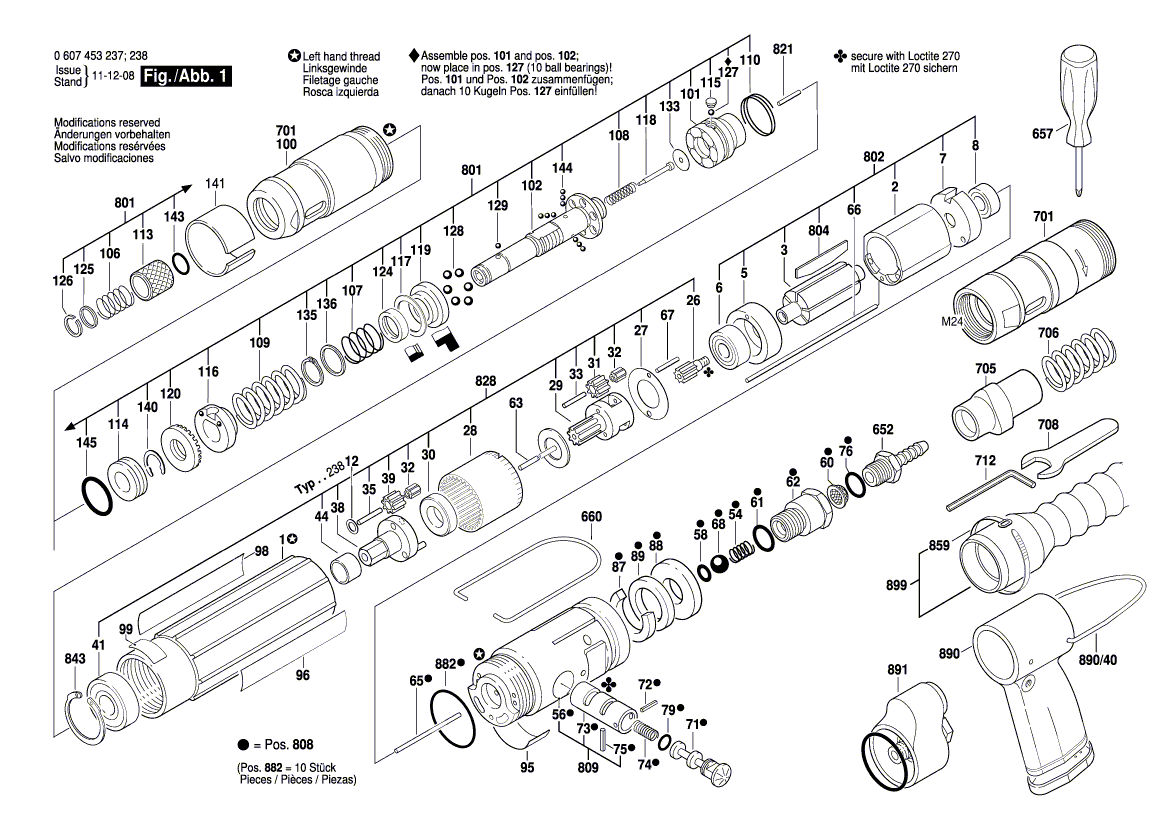 Nouveau véritable Bosch 3607031416 Assemblage de pièces de service