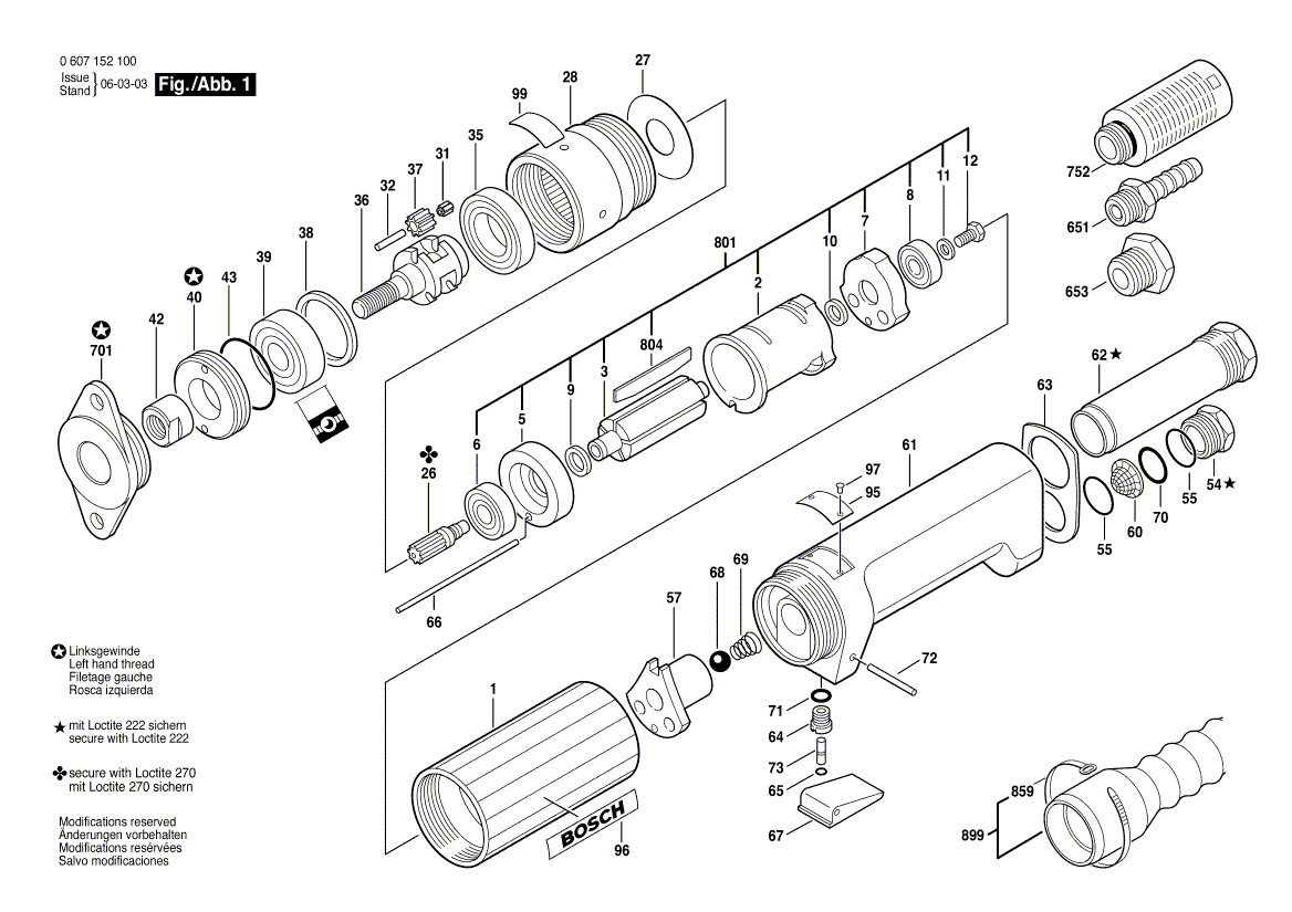 Nouveau véritable Bosch 3607031033 Assemblage de pièces de service