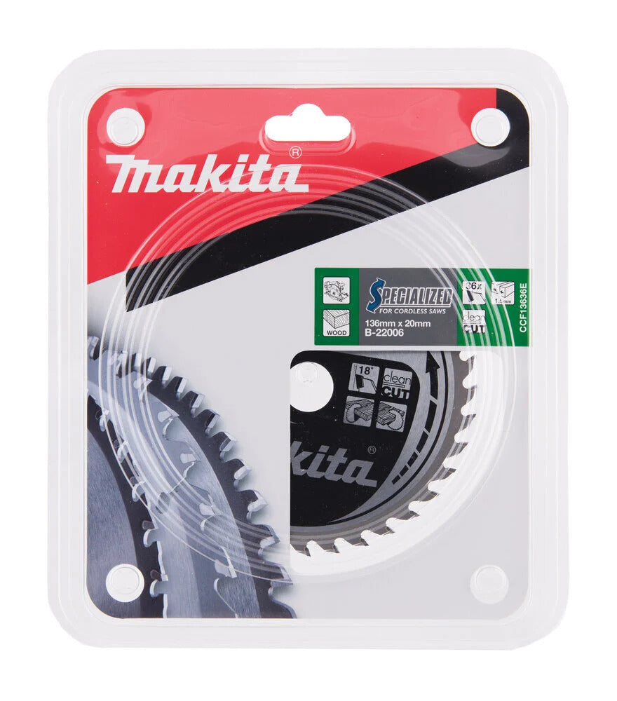 New Genuine Makita B-22006 Circular Saw Blade HM 136mm x 20mm x 1,5 mm 36T 20°