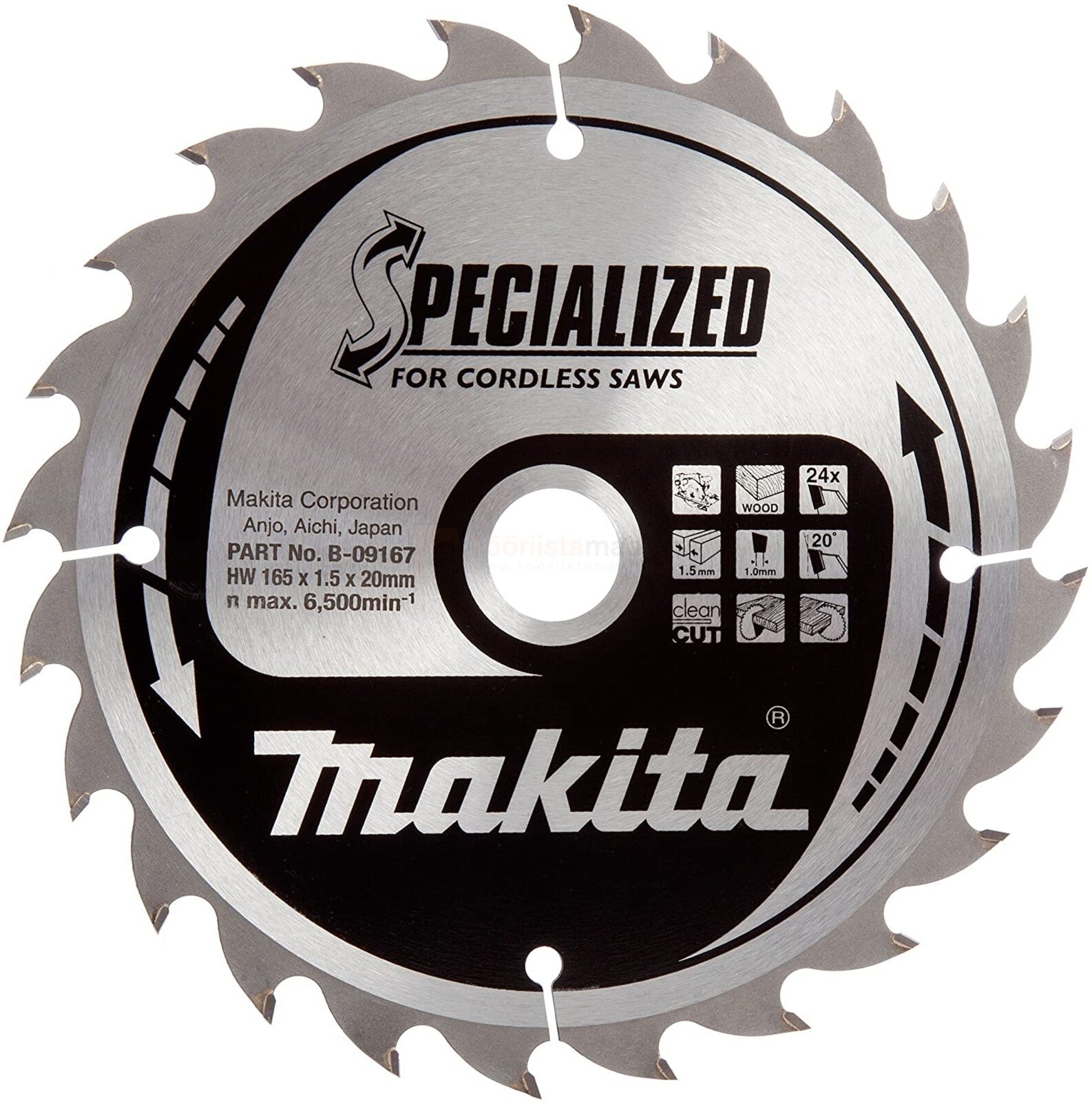 Ny äkta Makita B-09167 Cirkulär sågblad 165mm x 20mm x 1,5 mm 24T