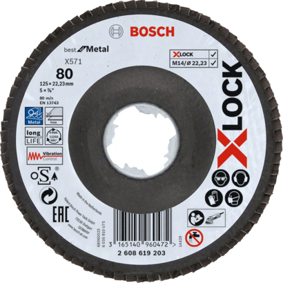 Новый оригинальный Bosch 2608619203 X571, лучший для металлических лепестковых дисков X-LOCK, угловой