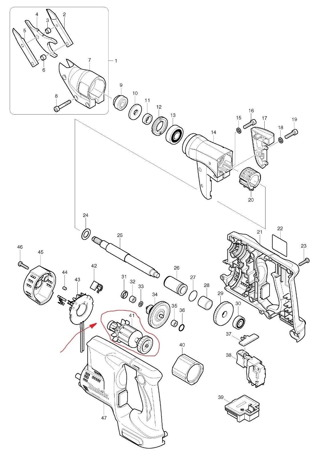 Uusi aito Makita 619237-4 ARMATURI 18V BJS130