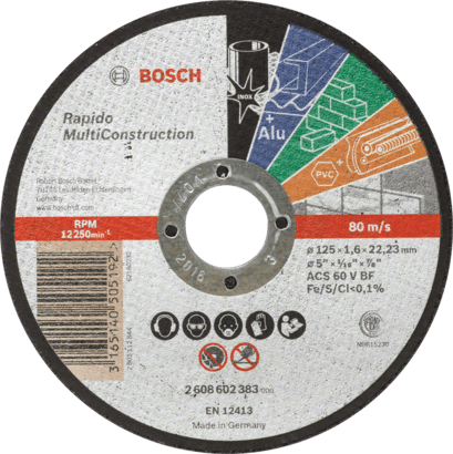 New Genuine Bosch 2608602383 Multi Construction Rapido Cutting Disc For small