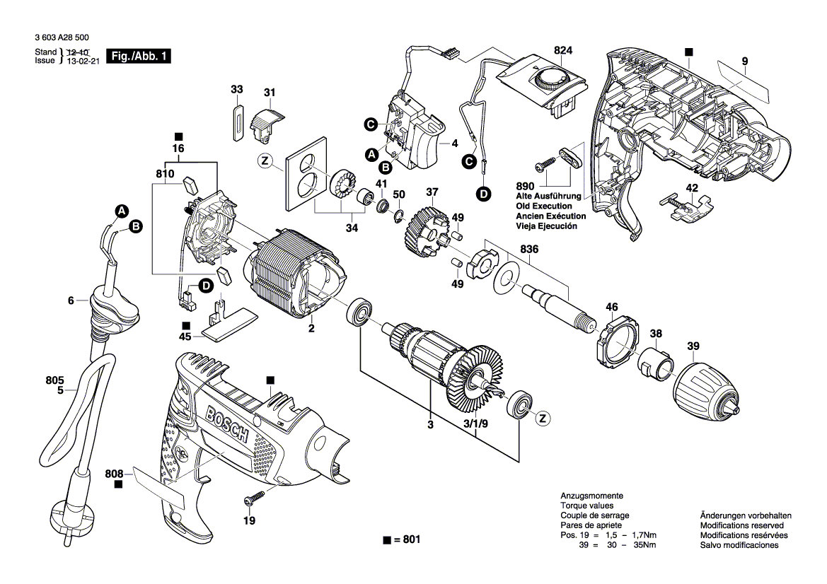 Neu Original Bosch 2609003590 Typenschild