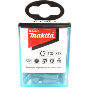 Ny ekte Makita B-24642 ​​Skrue Bit Flip Top Case T20x25mm 25 stk