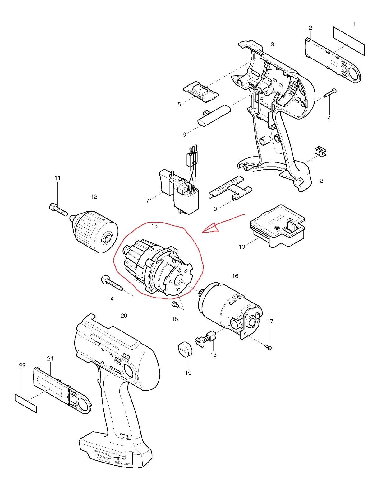 Новый оригинальный комплект шестерен Makita 125166-6 для BDF460