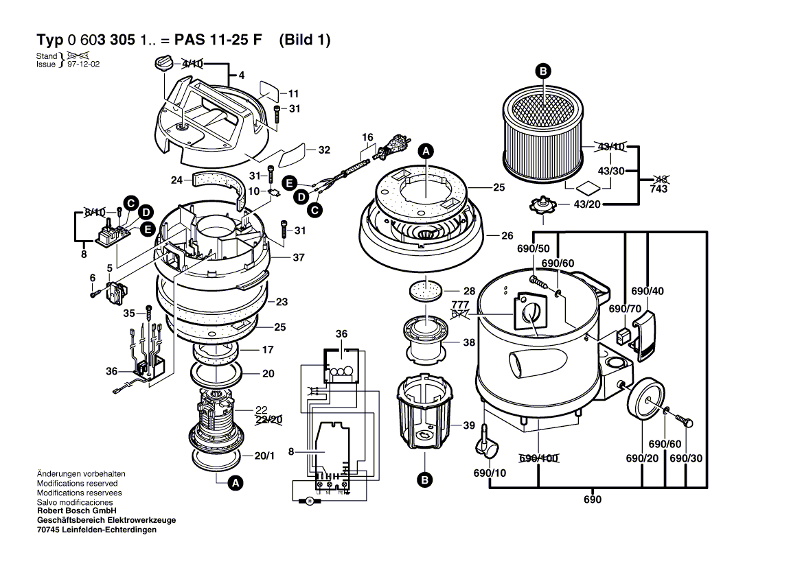 Ny ekte Bosch 1609202698 mellomhus