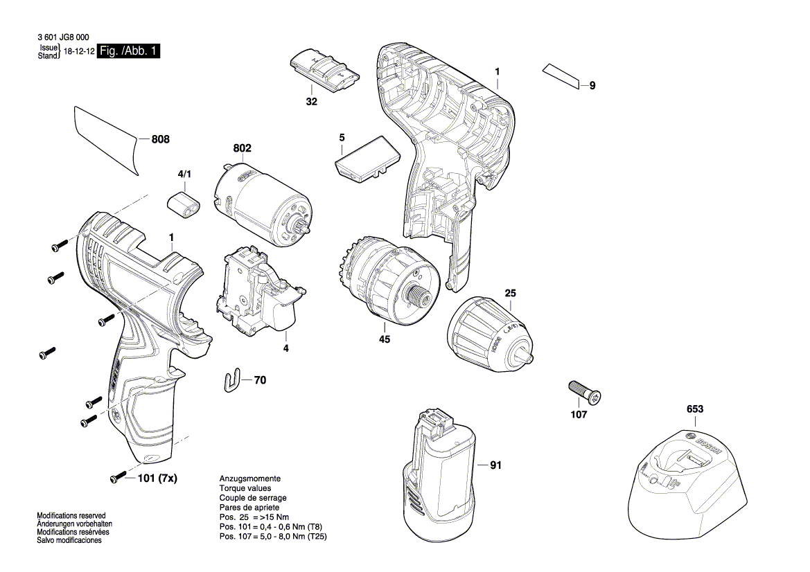 Nouvel ensemble de pièces de rechange de moteur Bosch 1607000d7k authentique