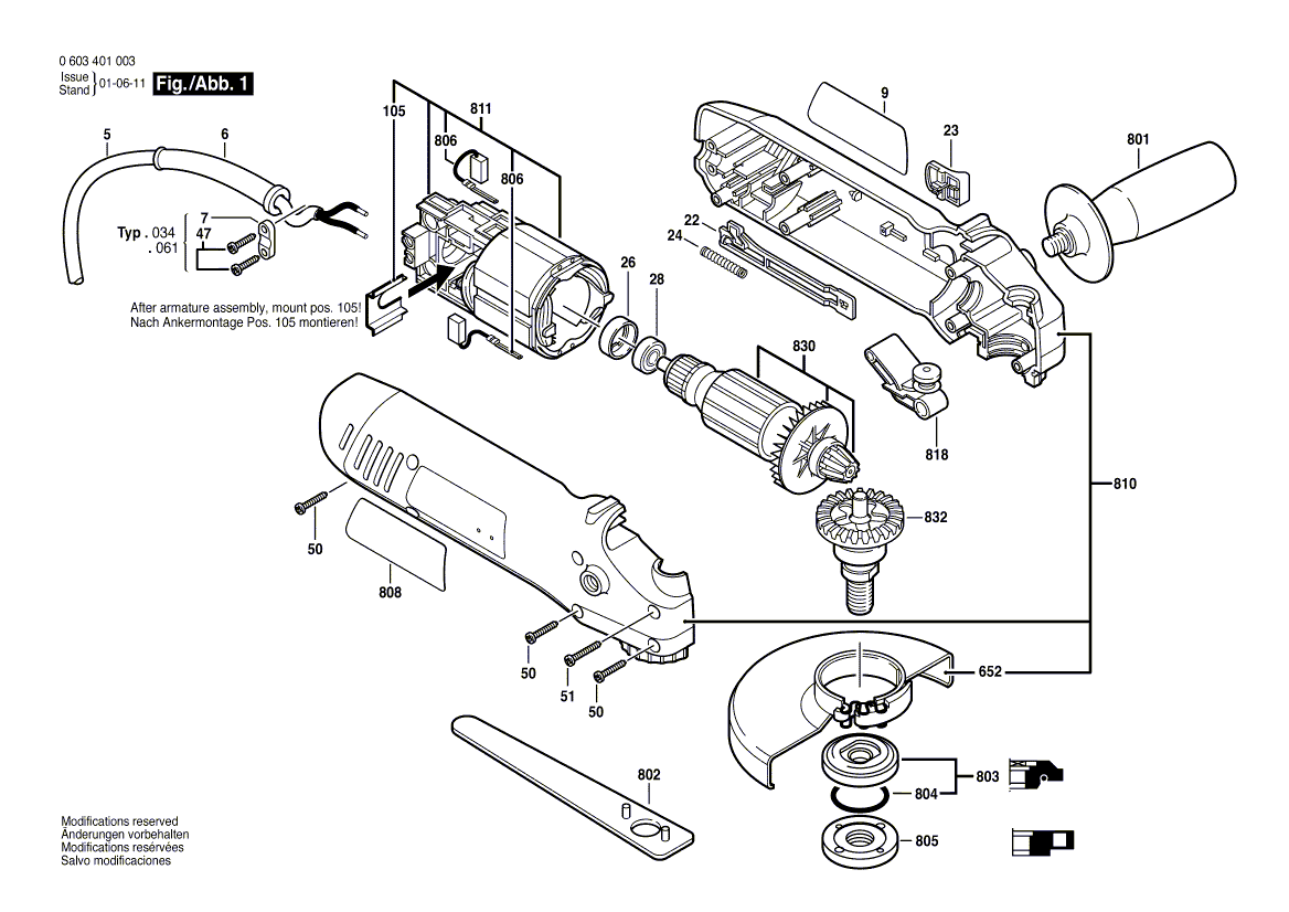 Nouveau véritable broche Bosch 1607000992