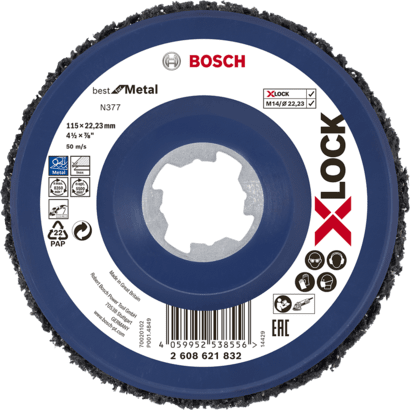 Uusi aito Bosch 2608621832 X-Lock Cleaning Disc N377 -metalli pienelle kulmalle