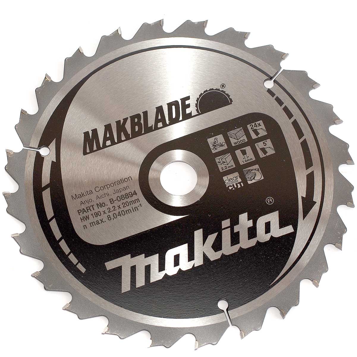 New Genuine Makita B-08894 Saw Blade 190 X 20 X 2,2MM 24T 5° MAKBLADE LS0714