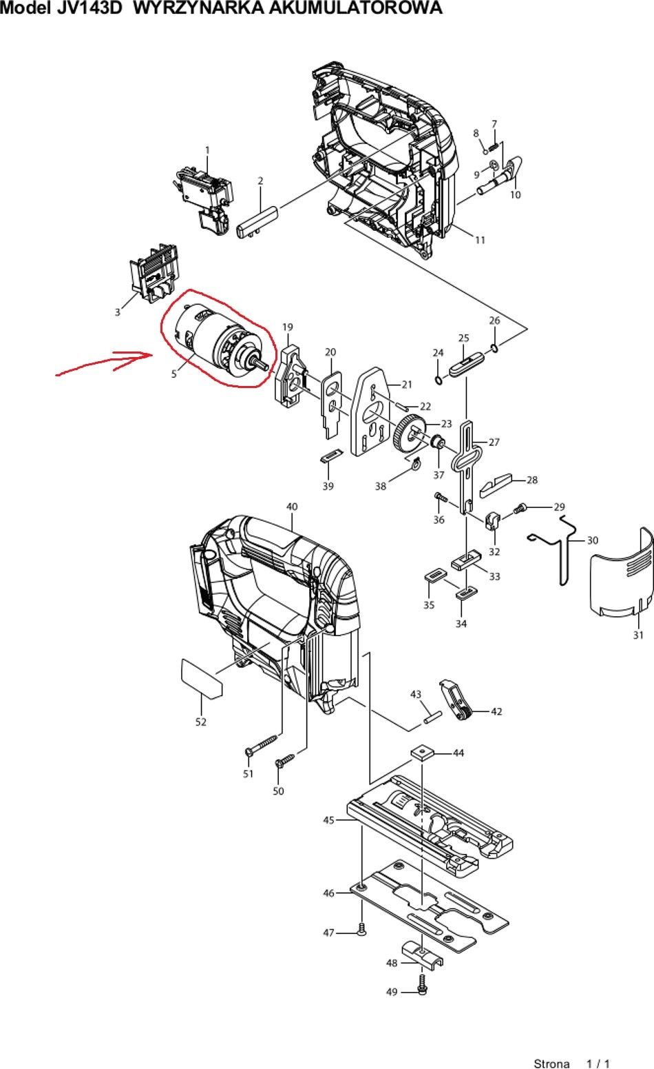 Ny ekte Makita 629111-8 motor for Jigsaw 14.4V JV143D