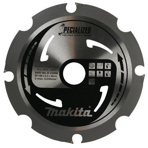 Новое оригинальное пильное полотно Makita B-23008 PCD 190 мм x 30 мм x 2,3 мм 4T, 12°