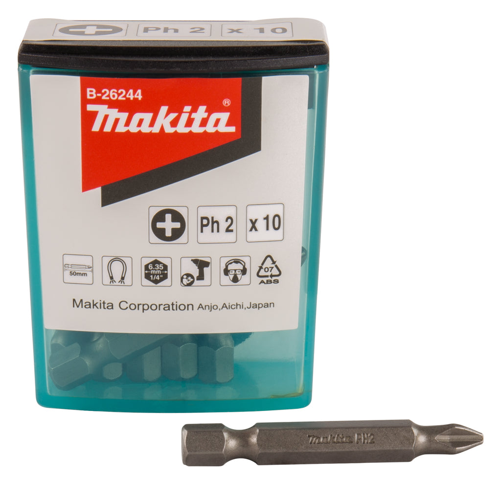 Ny ekte Makita B-26244 Skrue bit flip top case ph2x50mm 10pcs