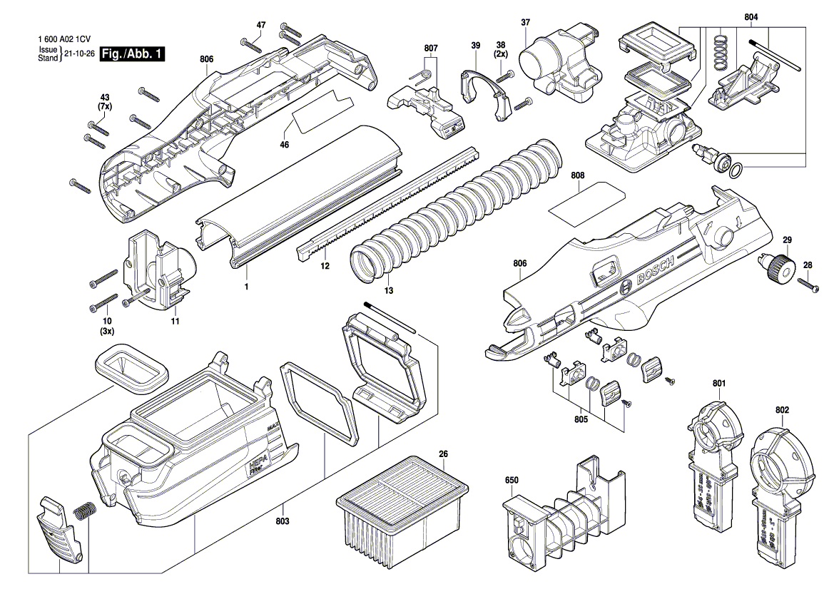 Uusi aito Bosch 1600A00C3T Kulmakappale