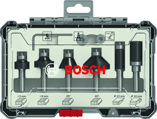 Ny ekte Bosch 2607017470 Trim og kantende ruterbitsett, 6 stykker for