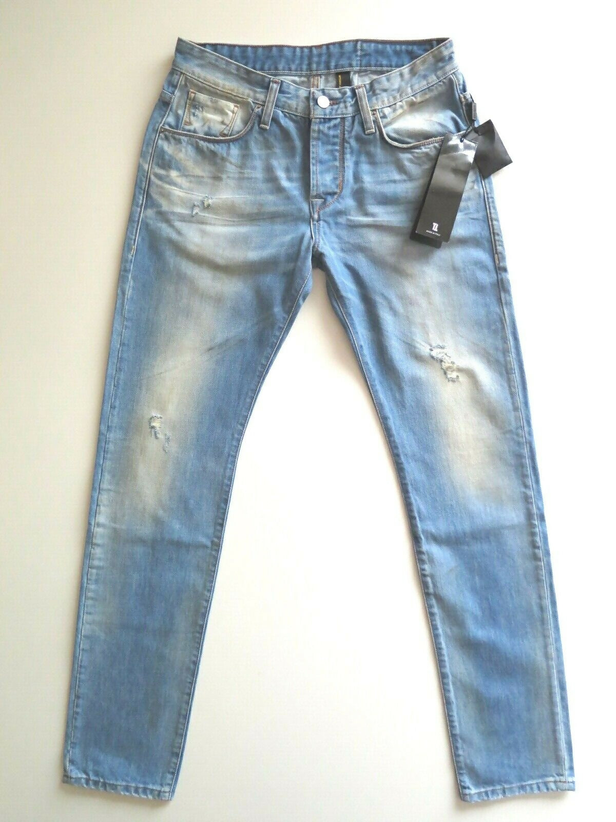 TAKESHY KUROSAWA Herren Jeans im Used-Look mit schmal zulaufendem Bein