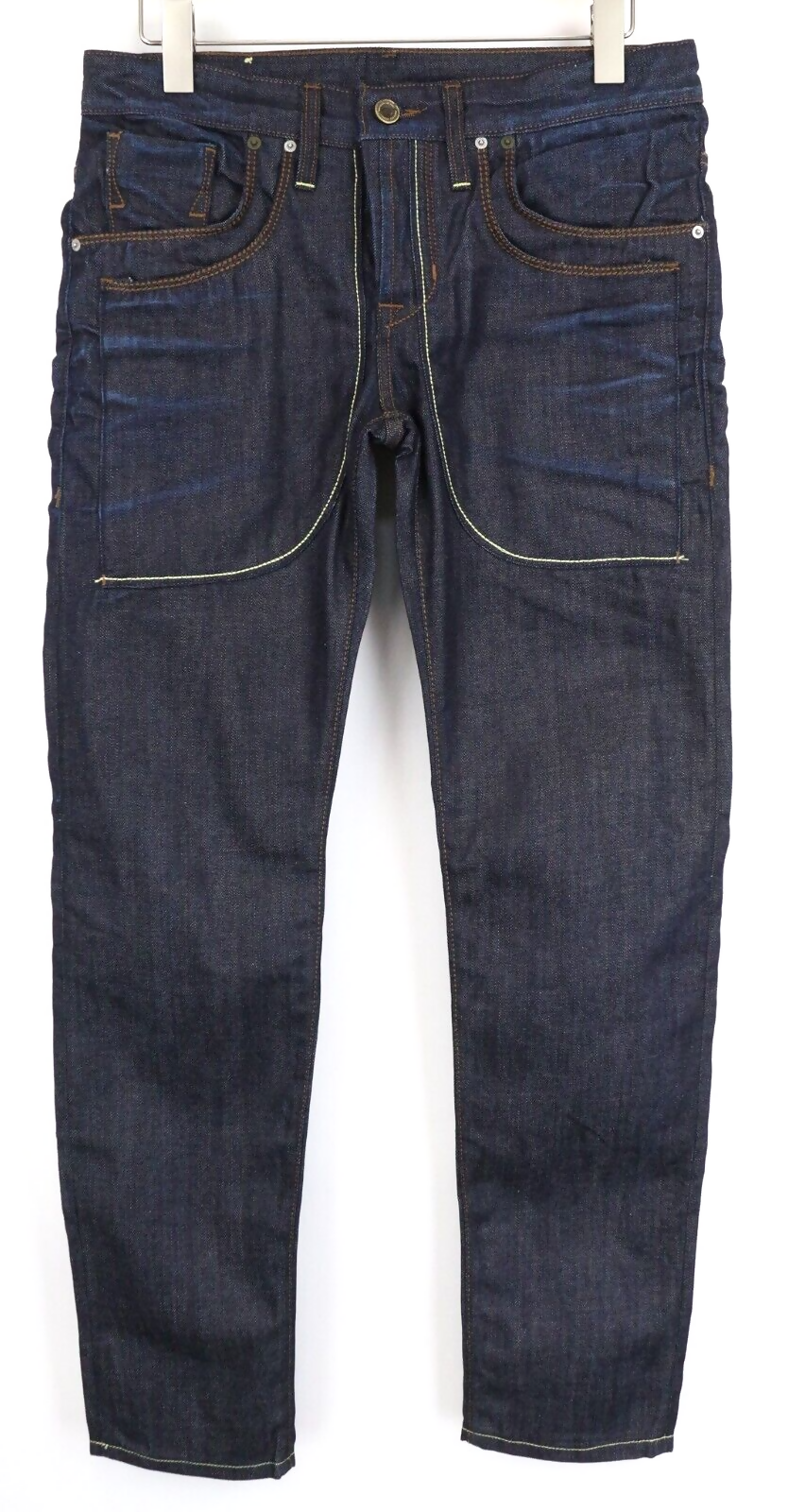 Takes Kurosawa Männer Jeans regelmäßig Fit Dark Blue Pure Cotton Button-Fly-Fly