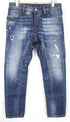 Takeshy Kurosawa Men Jeans Distressed Washed Blue Pure Cotton