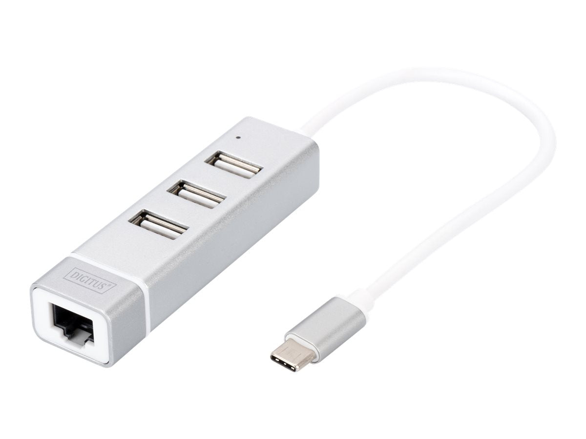 Digitus DA-70253 — USB Type-C 3-Port Hub + Fast Ethernet LAN Adapter