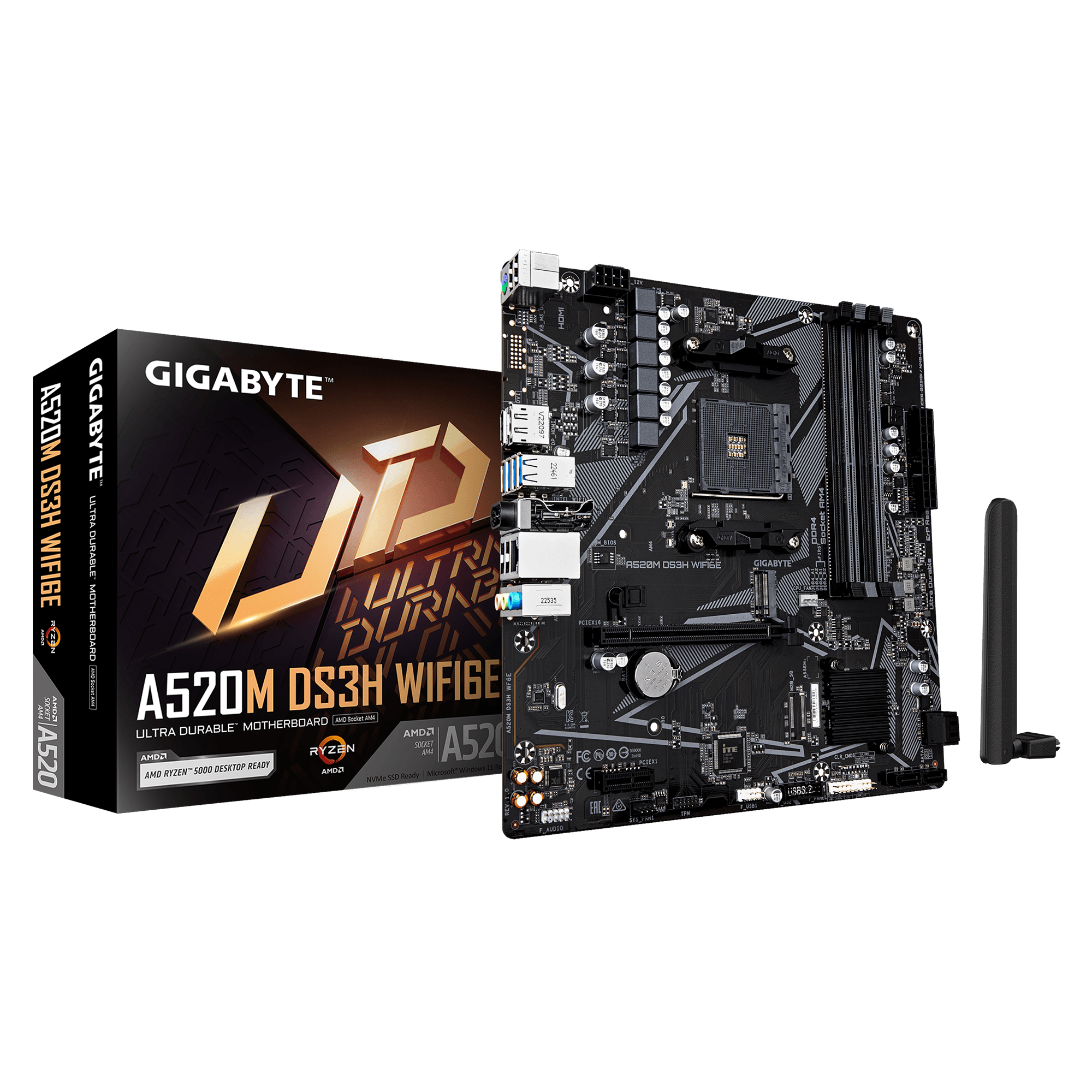 Gigabyte A520M DS3H WIFI6E, Processor family AMD, Processor socket AM4, DDR4