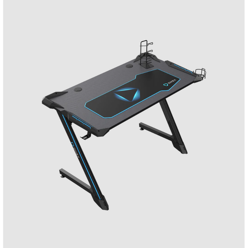 Onex GD1200Z — RGB Gaming Desk w/Cup holder, headset hook, Gamepad holder, 114cm(w), Black