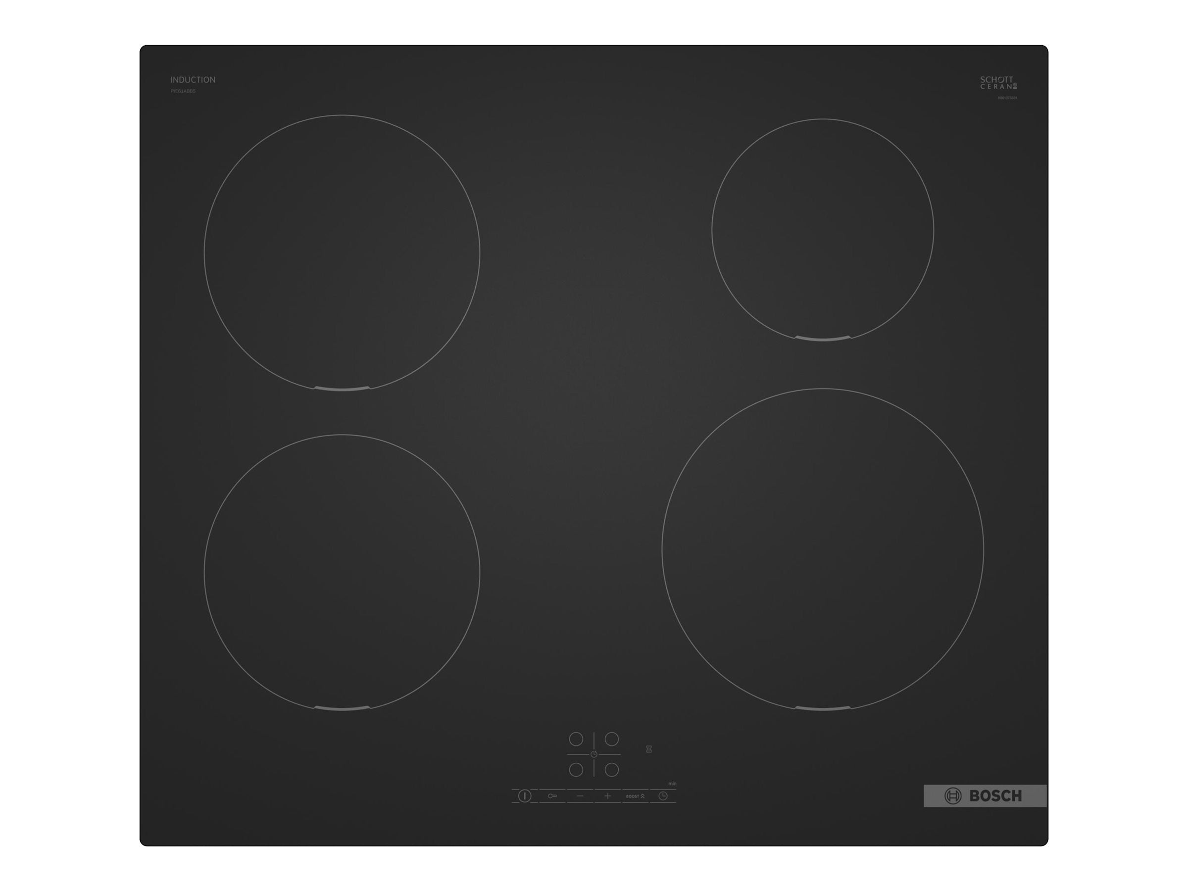 Bosch PIE61ABB5E Hob, Induction, Number of burners/cooking zones 4, 60 cm, Black