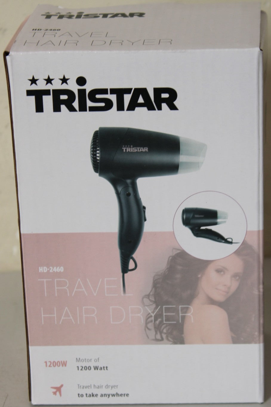 Tristar HD-2460 — Travel Hair Dryer, Tristar Travel Hair Dryer, 1200 W, Number of temperature settings 2