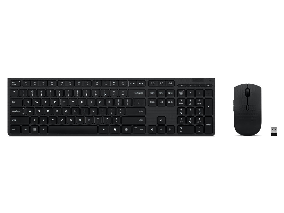 Lenovo Professional Wireless Rechargeable Combo Keyboard and Mouse, Keyboard and Mouse Set, Mouse included, Bluetooth