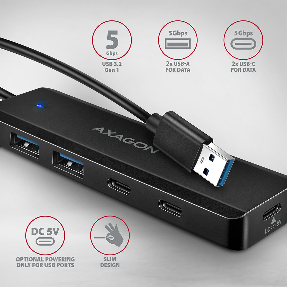 AXAGON HUE-C2A — USB-A 5Gbps TRAVEL Hub