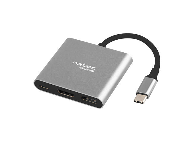 Natec NMP-1607 — USB-C Multiport Adapter, Grey, USB Type-C, 0.11 m