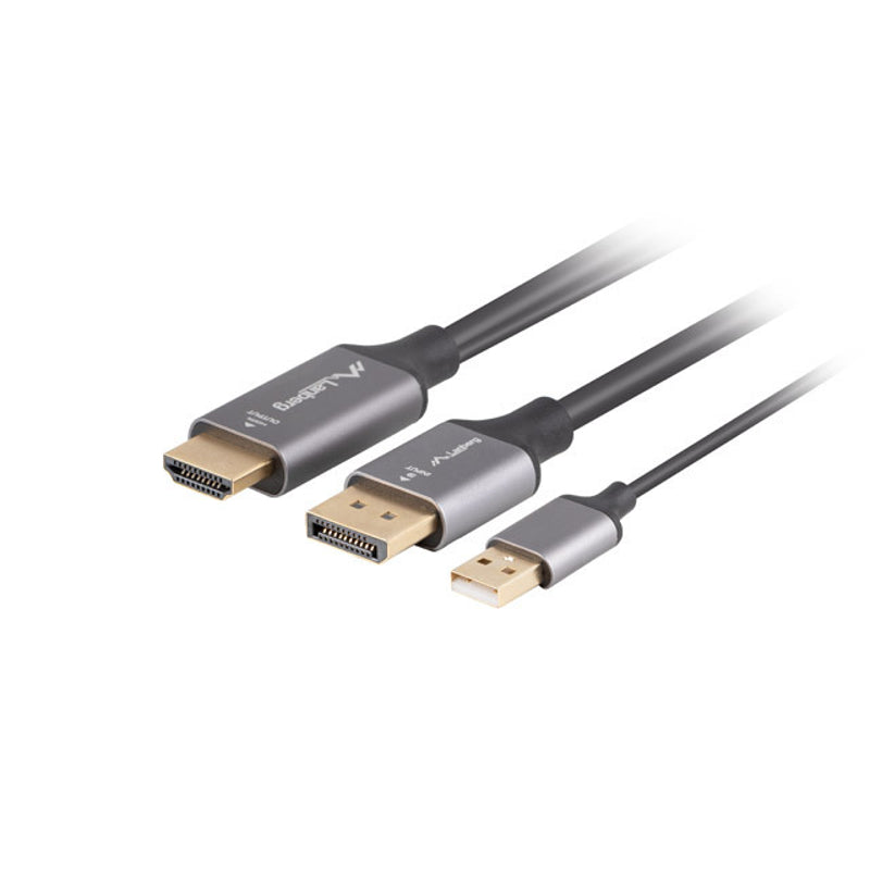 Lanberg CA-HDDP-20CU-0018-BK — HDMI (M) to Displayport (M) cable 4K, Black, 1.8 m
