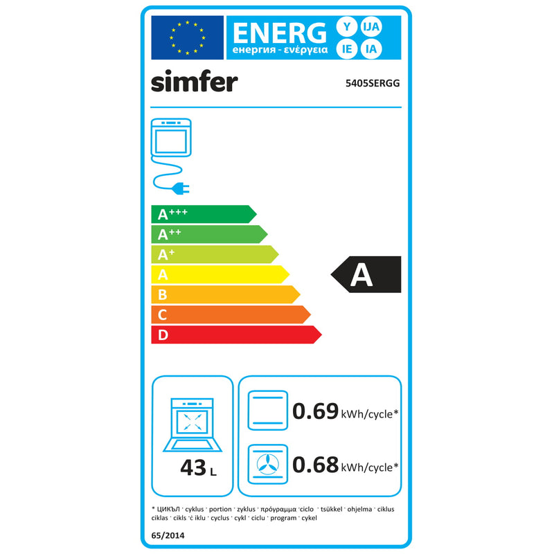 Simfer Cooker 5405SERGG, Hob type Gas, Oven type Electric, Stainless steel
