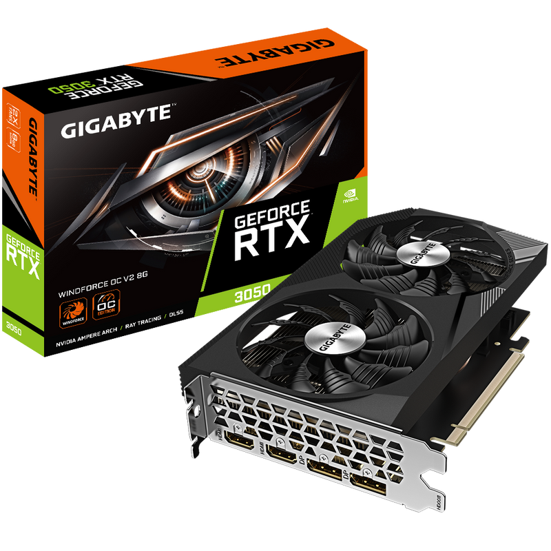 Gigabyte GV-N3050WF2OCV2-8GD, NVIDIA, 8 GB, GeForce RTX 3050