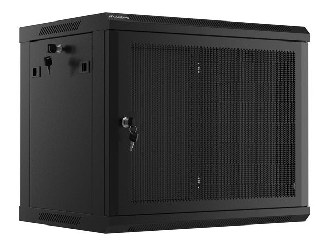 Lanberg WF01-6409-23B — Rack cabinet 19" wall-mount 9U/600x450 with perforated door (flat pack), Black