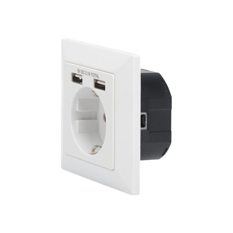 Digitus DA-70613 — Safety socket for flush mounting with 2 USB ports