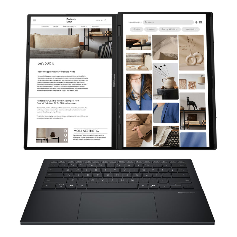 Asus UX8406CA-QL287W — Zenbook Duo, Zenbook Duo UX8406CA-QL287W, Inkwell Gray, 14 "