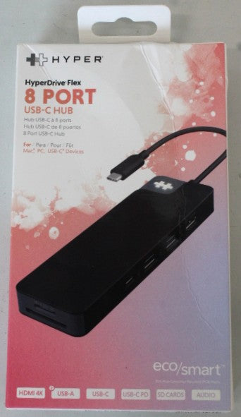 Hyper HD4102BKGL — HyperDrive Flex 8 Port USB-C Hub, Black, HDMI ports quantity 1, Warranty 23 month(s)