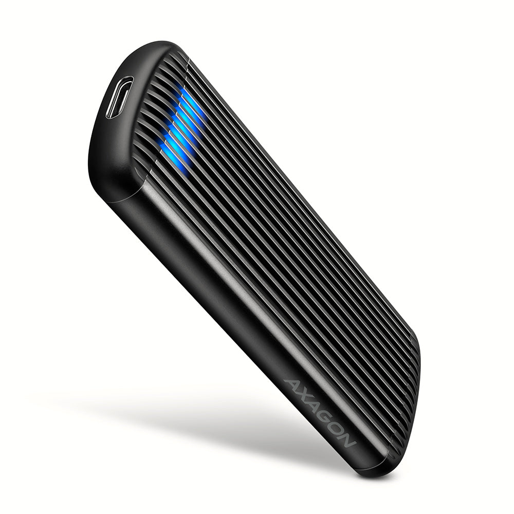 AXAGON EEM2-SC — USB-C 10Gbps M.2 NVMe SSD Enclosure, Screwless, RIBBED Aluminum